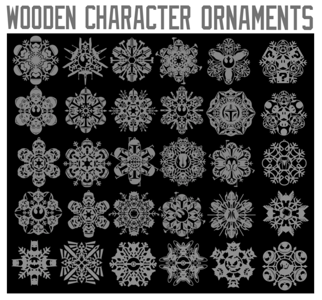 4.5” Wooden Snowflake Ornaments 