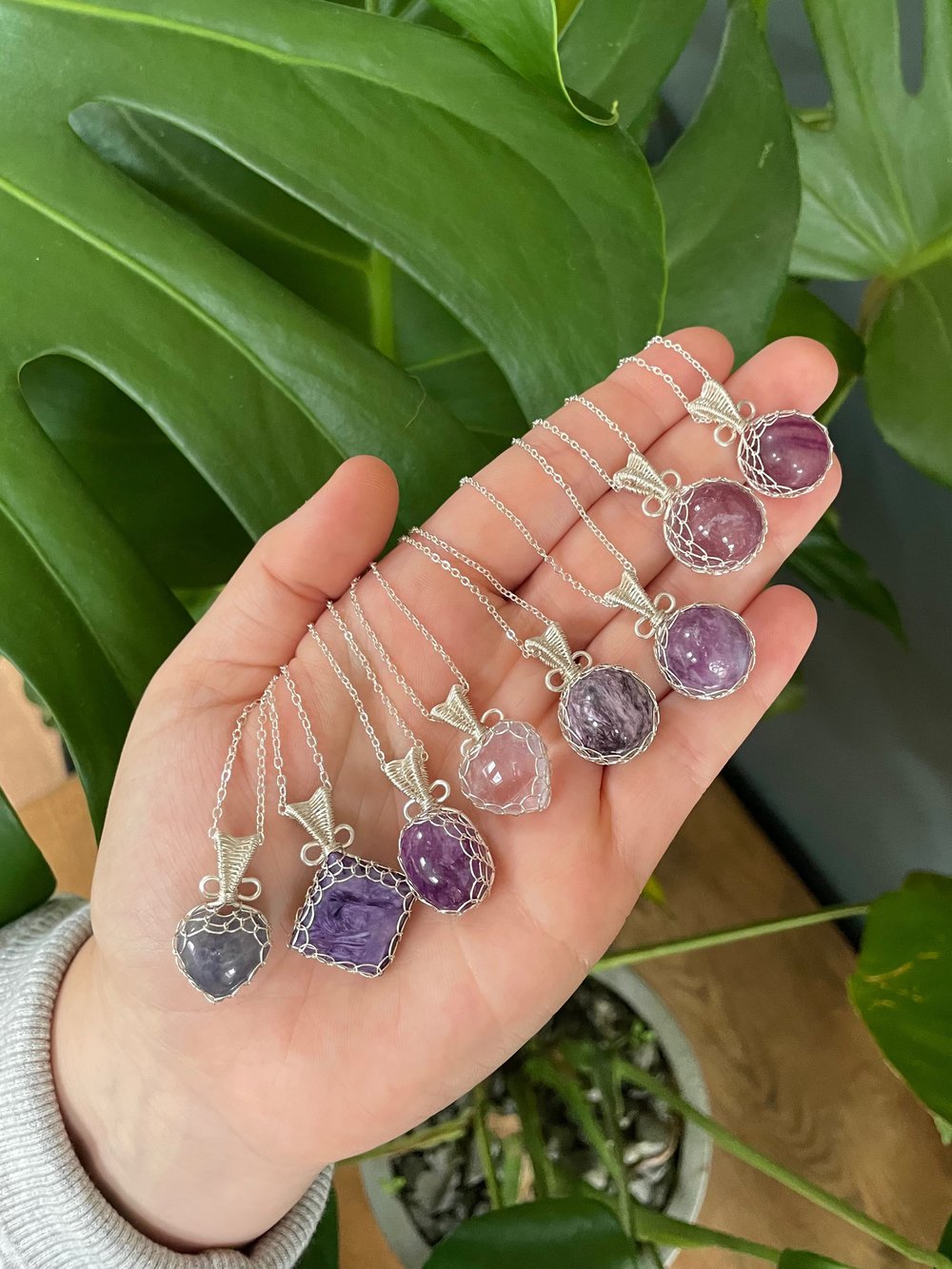 perfectly purple crystal necklaces!