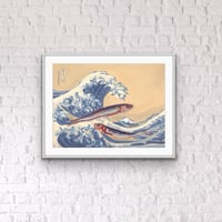 Image 5 of Sardines Surfing Hokusai’s “Hollow of a Wave” Print