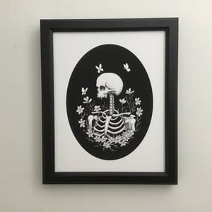 Skeleton And Cosmos Flowers print