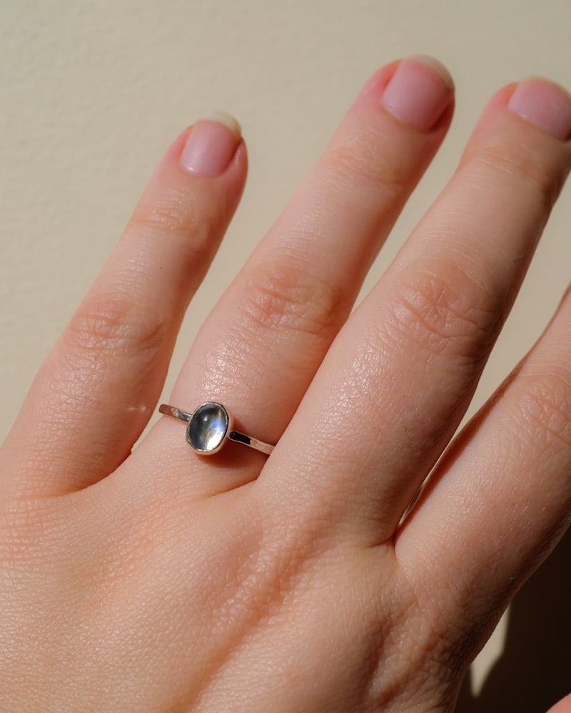 Image of Rainbow Moonstone Stacking Ring Size 6.25