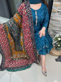 Image 1 of Teal net with sheesha dupatta