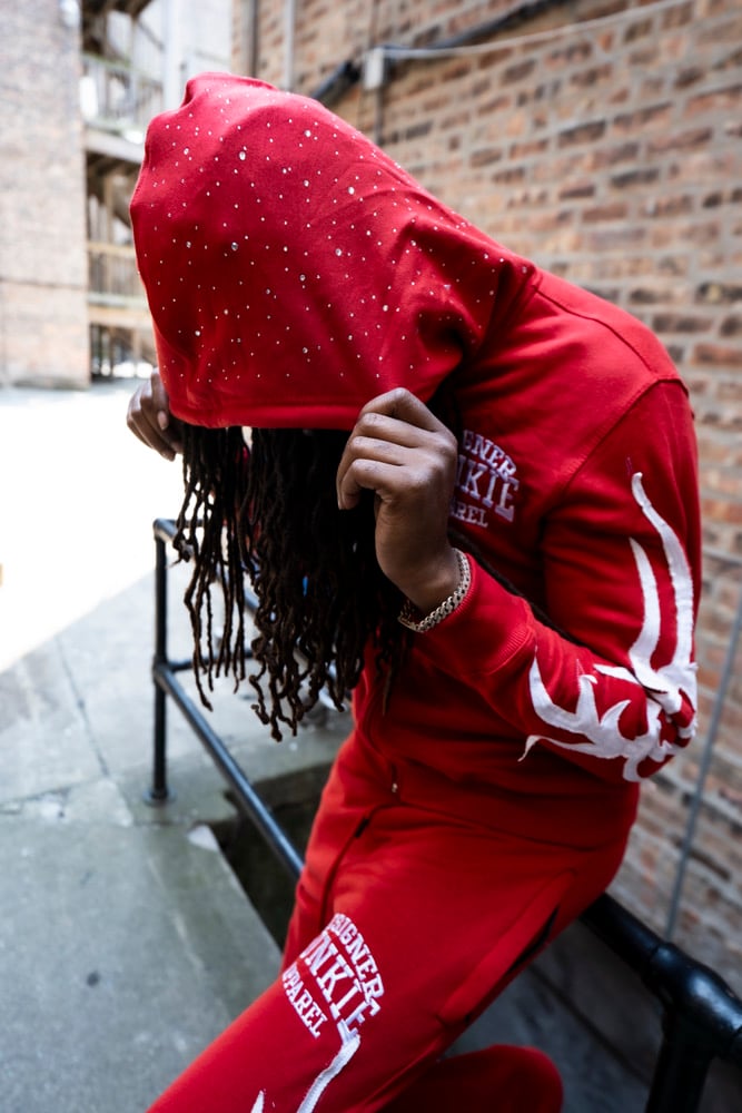 Image of DJA Distressed Sweatsuit ( Red )