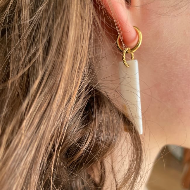 BLANDINE | boucles d'oreilles petite créole & pendentif rectangle nacre