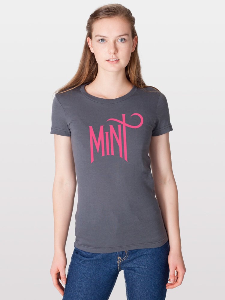 Image of Women's American Apparel Logo Tee - Neon Pink on Asphalt