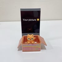 Image 7 of Glow in dark picture holder orange cat in the box ceramic keepsake (rainbow effect)