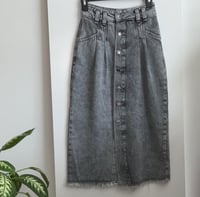 Image 4 of FREE PEOPLE gray front button denim midi skirt