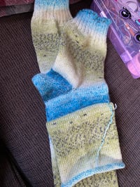 Image 1 of Nearly There Lucky Sock (72 stitches in the round) Teal to Green variegated 