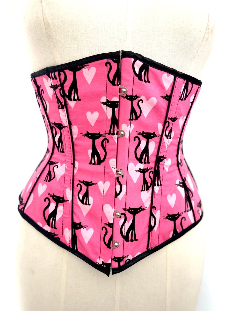 Image of PINK KITTIES UNDERBUST CORSET