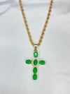 GREEN EMERALD GODDESS CROSS NECKLACE 