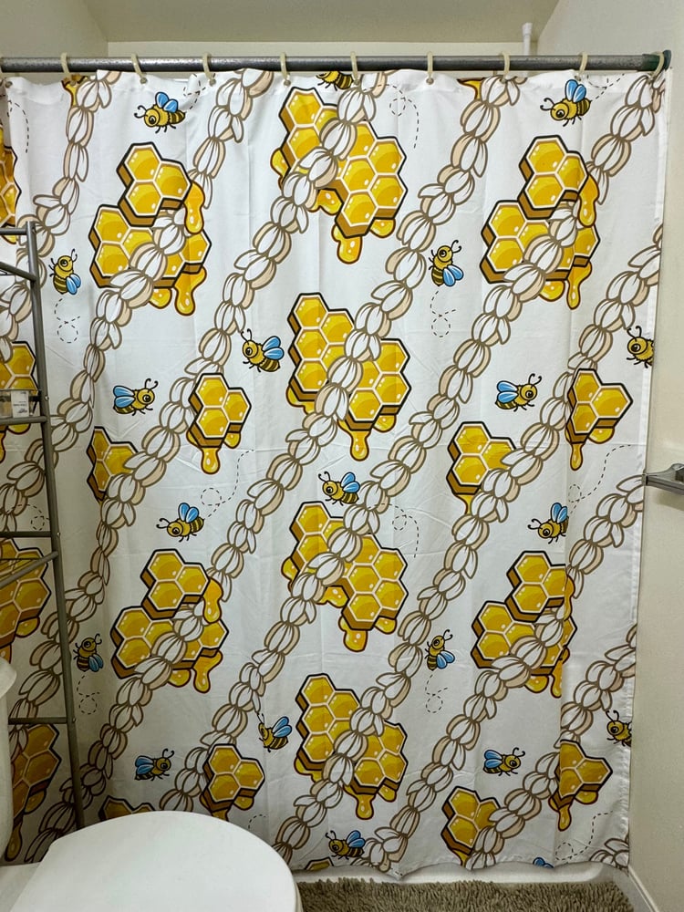 Image of Honey Girl Pikake Honeycomb Shower Curtain