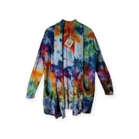 Image 1 of M Snow-Dyed 100% Cotton Chunky Knit Cardigan in Rainbow Dye