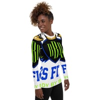 Image 2 of BOSSFITTED White Neon Green And Blue AOP Women’s Long Sleeve Compression Shirt