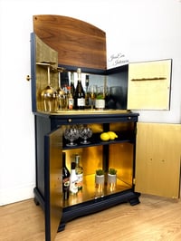 Image 2 of Navy Blue and Gold Vintage Drinks Cabinet / Cocktail Cabinet 