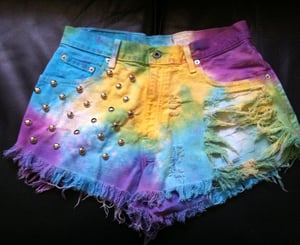 Image of Rainbow dyed cut offs