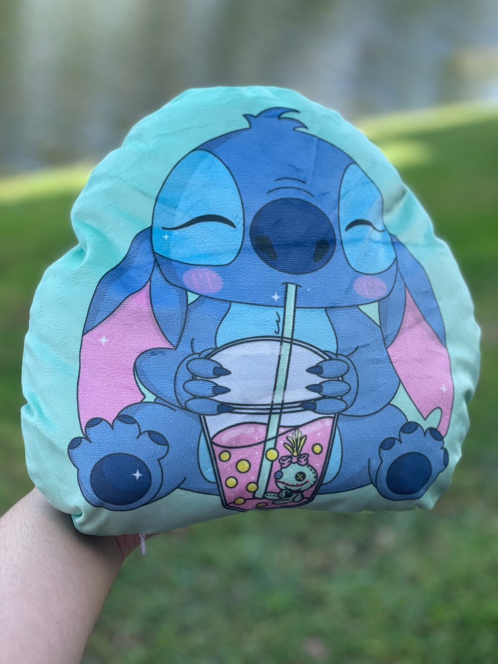 Image of Blue Alien Plush Pillow & Acrylic Keychain