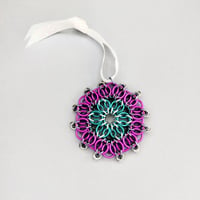 Magenta + Mint Mandala Ornament (Large)