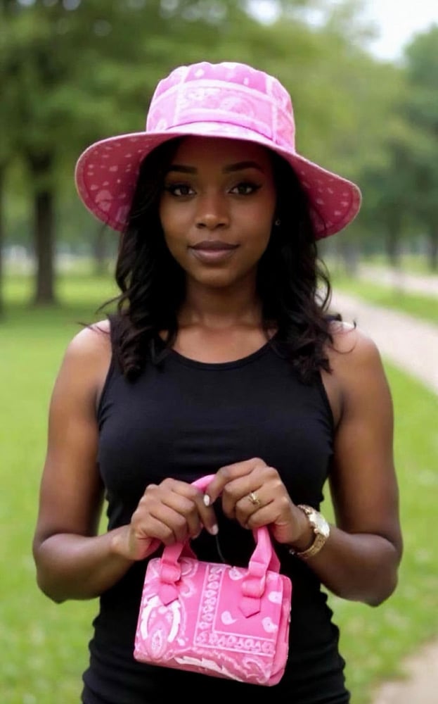 Image of  Square Bandanna Bucket Hat and Handbag Set 