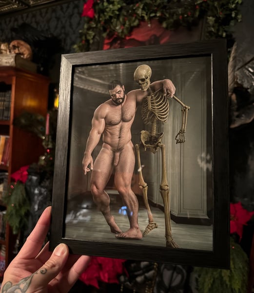 Image of Framed Skeleton Help Print 8x10