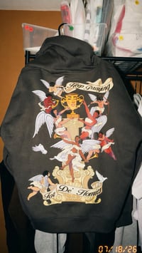 Image 4 of "Pray For De' Homies" Zip- Up Hoodie [CHARCOAL]