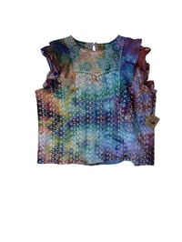 Image 2 of ♻️ UPCYCLED XXL Eyelet Pinafore Top in Earthy Rainbow Watercolor Ice Dye