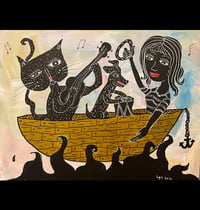 Image 1 of “High Seas Jamming” original painting on 12” x 16” canvas