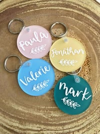 Image 2 of Personalised frosted Acrylic Circle keyring 