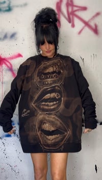 Image 3 of “BLAH BLAH BLAH” CUSTOM BLEACH PAINTED PULLOVER SWEATSHIRT XL
