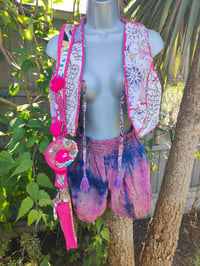 Image 1 of Mini cropped Mykonos Jeweled Waistcoat- pink upto size 10