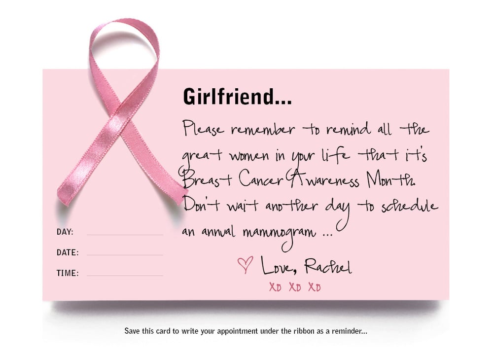 Mammogram Reminder Cards (Breast Cancer Awareness Month)