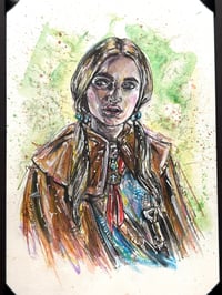 Image 3 of Holly the Heroic 5x8 Original Color Pencil, Ink And Watercolor Plus Dice and Dice Bag