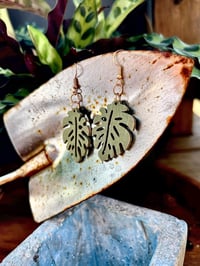 Monstera Leaf Wooden Earrings