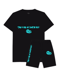 Image 1 of OG BASICS- BLACK/TEAL SHORT & TEE SET