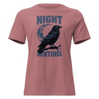Image 3 of Women's Relaxed T-Shirt, Night Sentinel Raven & Moon Gothic Tee