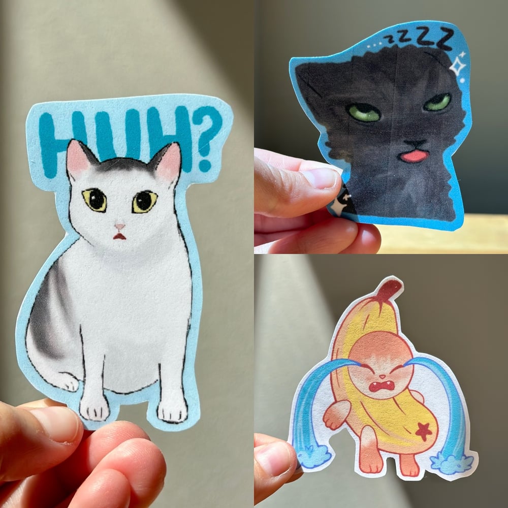 Image of Cat Meme Waterproof Stickers