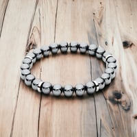 Image 2 of 10mm Silver Hematite Stretch Bracelet 