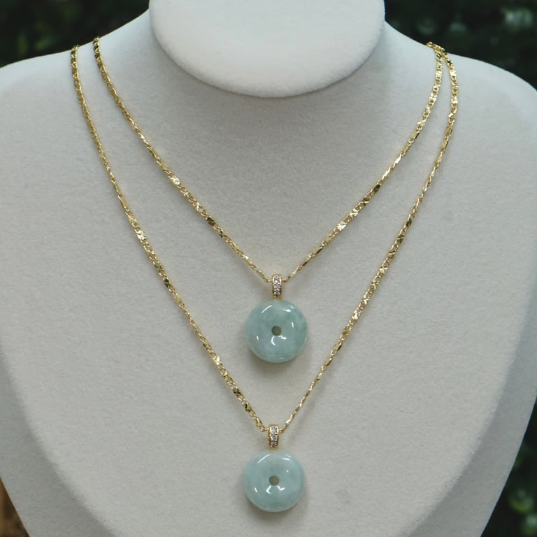 cz bail jade donut necklace