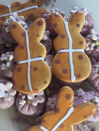 Hot cross flat bunny hanging