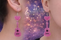 Pink Guitar Earrings