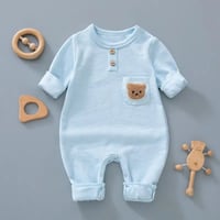 Image 5 of Boys Girls Ribbed Coloured Bear Romper