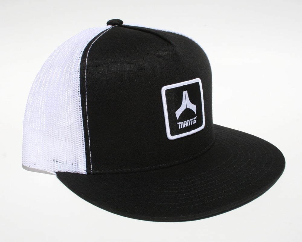 Image of Mantis Hat - Mesh Snapback / Patch / Black Front, White Mesh