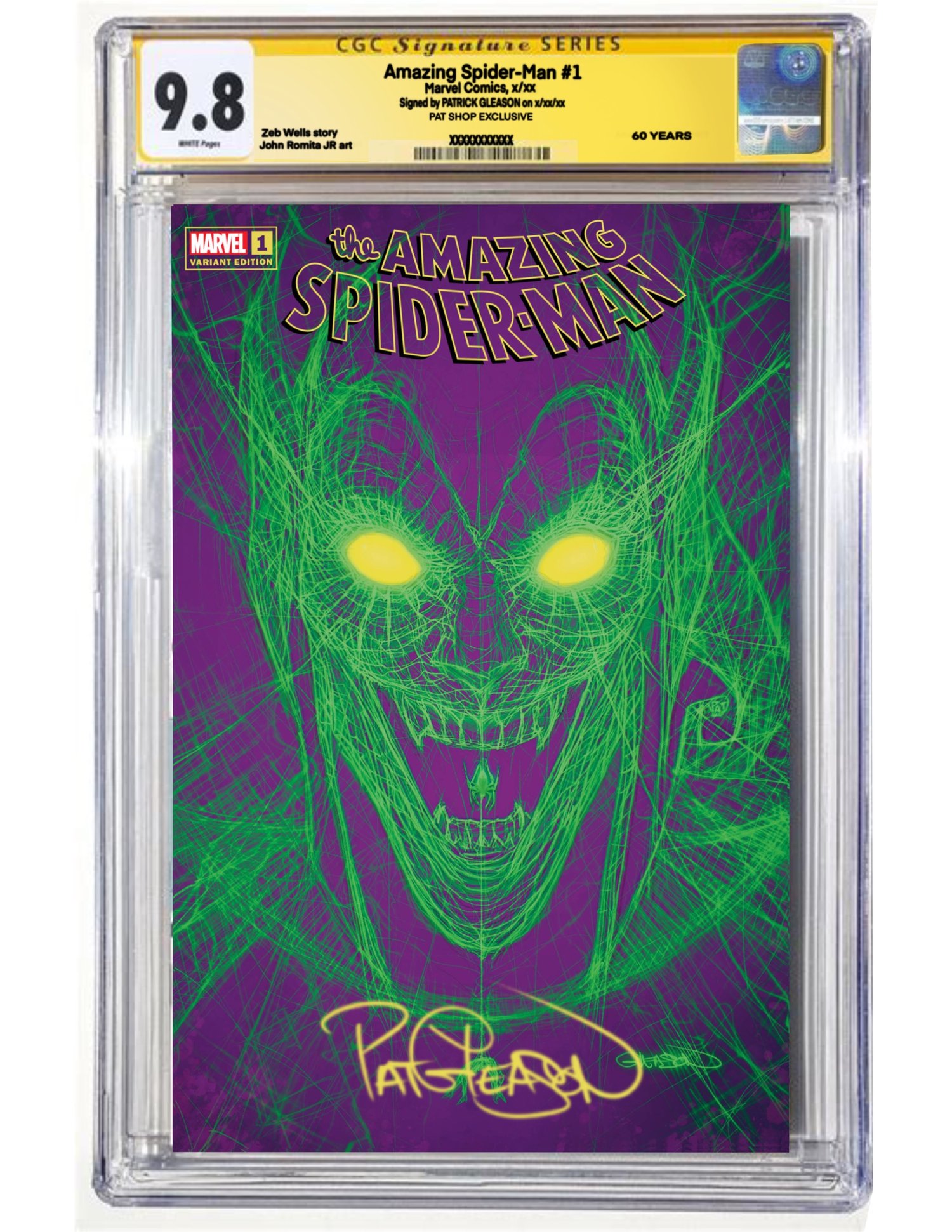 Image of CGC SS 9.8- AMAZING SPIDER-MAN #1- GREEN GOBLIN-PAT SHOP EXCLUSIVE-GLEASON WEB-HEAD