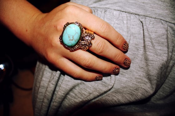 Image of Vintage Style Arty Designer Inspired Ring - Turquoise