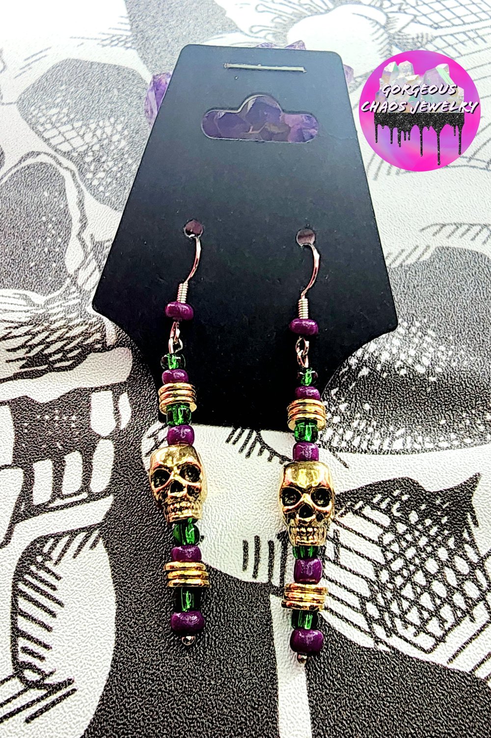 Image of Mardi Gras Skulls Earrings