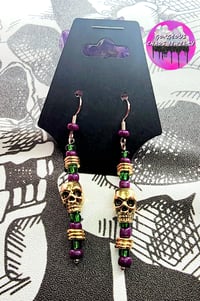 Image 1 of Mardi Gras Skulls Earrings