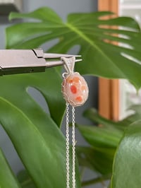 Image 1 of Silver Coral Jade Oval Crystal  Necklace