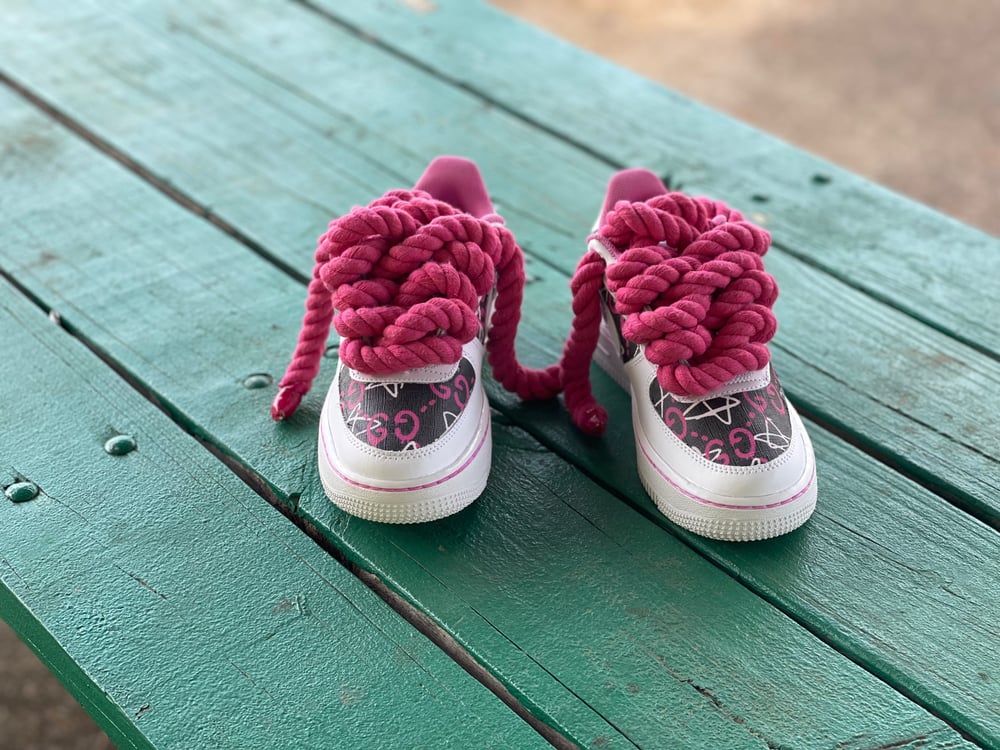 Image of Custom Black & Pink G Nike Air Force One 