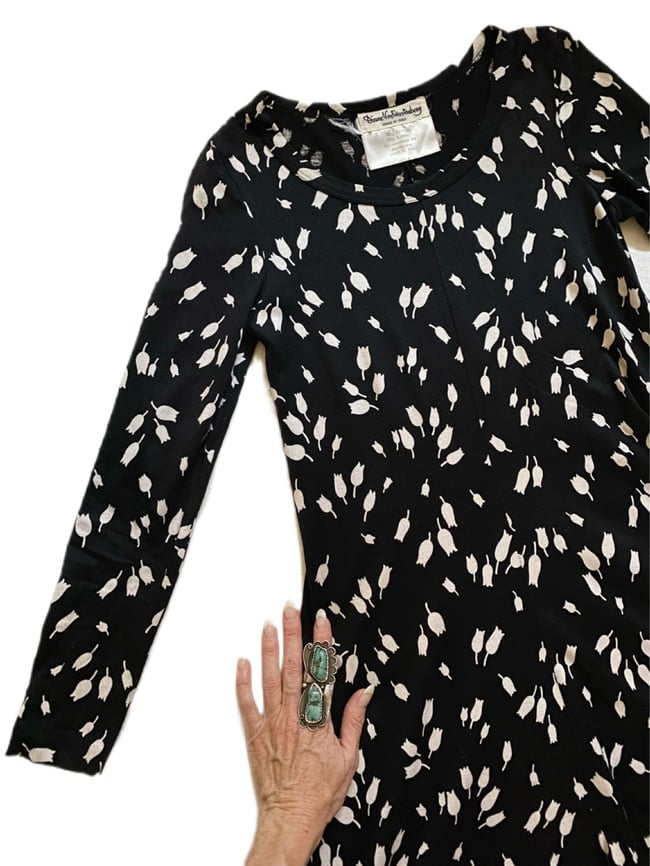 70s Diane von Furstenberg black tulip dress