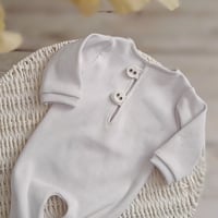 Image 2 of newborn photography  boy bodysuit  Marco - white • neutral photofraphy clothing