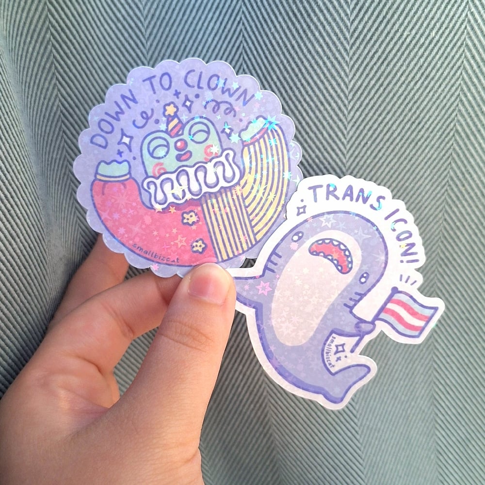 Image of Glitter Sticker Frog Clown Trans Icon Shark